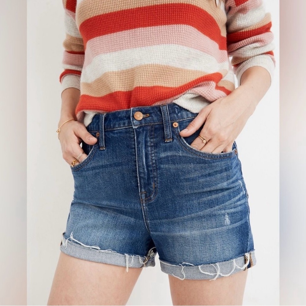 Madewell Blue Jean Shorts with Rolled Cuffs and Stretch